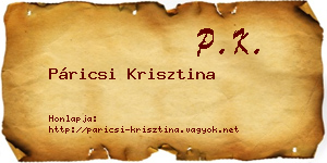 Páricsi Krisztina névjegykártya