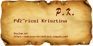 Páricsi Krisztina névjegykártya